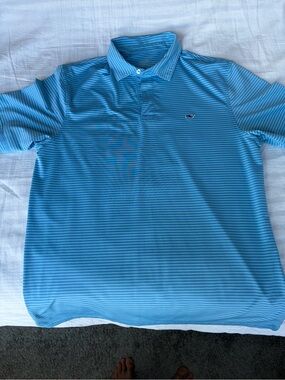 Vineyard Vines Blue & White Striped Polo